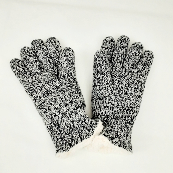 Isotoner Women's SmartDRI knit Gloves Black Ivory 1SZ - Picture 4 of 5